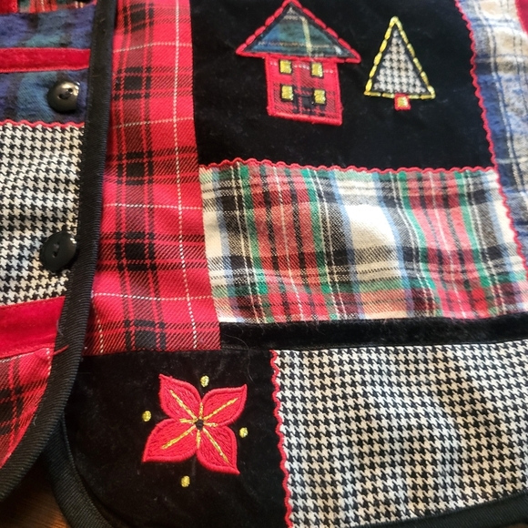 Vintage 90s Koret Christmas Patchwork Quilted Vest Size Small - Picture 3 of 5
